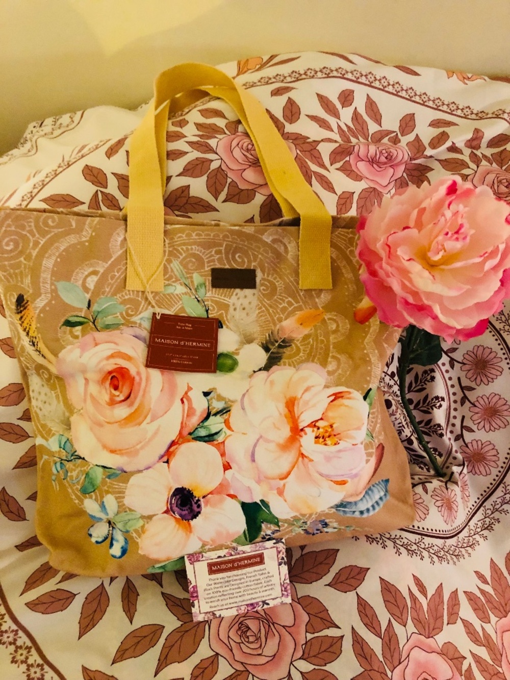 Maison d’ Hermine Cotton Canvas Office Tote Bag in Ibiza Floral